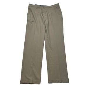 Haggar Urban Pant Active Pants Mens‎ 36x32 Tan Khaki Flex CoolRight Slim Fit NEW